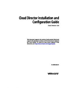 vCloud Director Installation and Configuration Guide - VMware