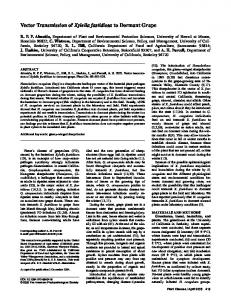 Vector Transmission of Xylella fastidiosa to Dormant ... - APS Journals