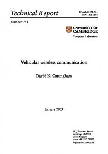 Vehicular wireless communication - Cambridge Computer Laboratory