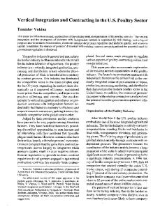 Vertical Integration and Contracting in the US Poultry ... - AgEcon Search