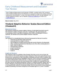 Vineland Adaptive Behavior Scales, 2nd Edition - Community ...