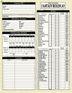 Warhammer 2nd Edition Character Sheet 1