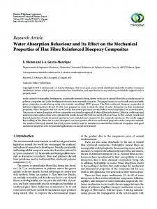 Water Absorption Behaviour and Its Effect on the Mechanical ...