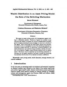 Wealth Distribution in an Asset Pricing Model - m-hikari