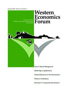 Western Economics Forum - Western Agricultural Economics ...