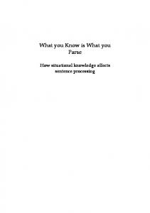 What you Know is What you Parse - Utrecht University Repository
