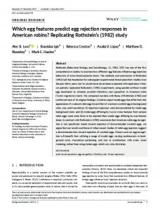 Which egg features predict egg rejection ... - Wiley Online Library