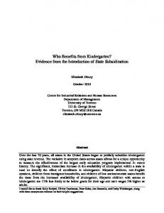 Who Benefits from Kindergarten? Evidence from the ... - UTSC