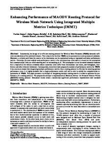 Wireless Mesh Networks, MAODV, Performance Metrics, Routing ...