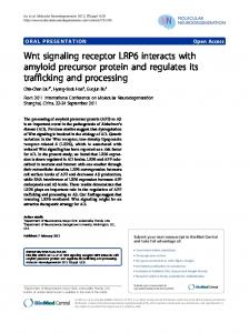 Wnt signaling receptor LRP6 interacts with amyloid ... - Springer Link