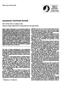 WORLD SURGERY Asymptomatic Cholelithiasis ... - Springer Link