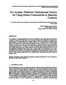 Yet another platform? Motivational factors for using ...