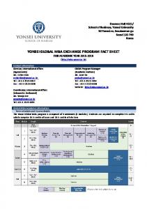 Yonsei Factsheet - Kellogg School of Management