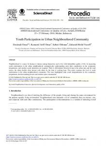 Youth Participation in Urban Neighbourhood Community - ScienceDirect